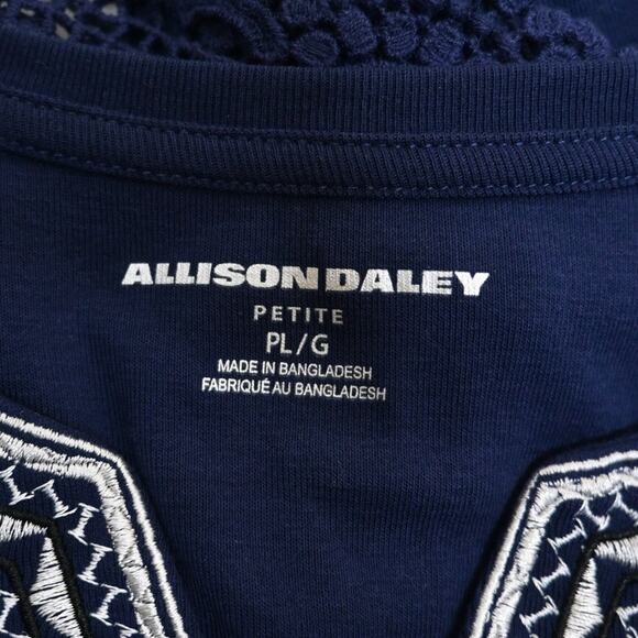 Allison Daley 3/4 Sleeve Embroidered Pullover Blouse Womens Petite Large - Picture 7 of 8